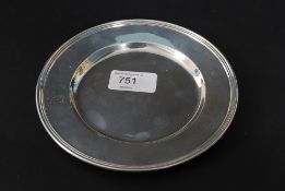 A sterling silver circular salver tray h