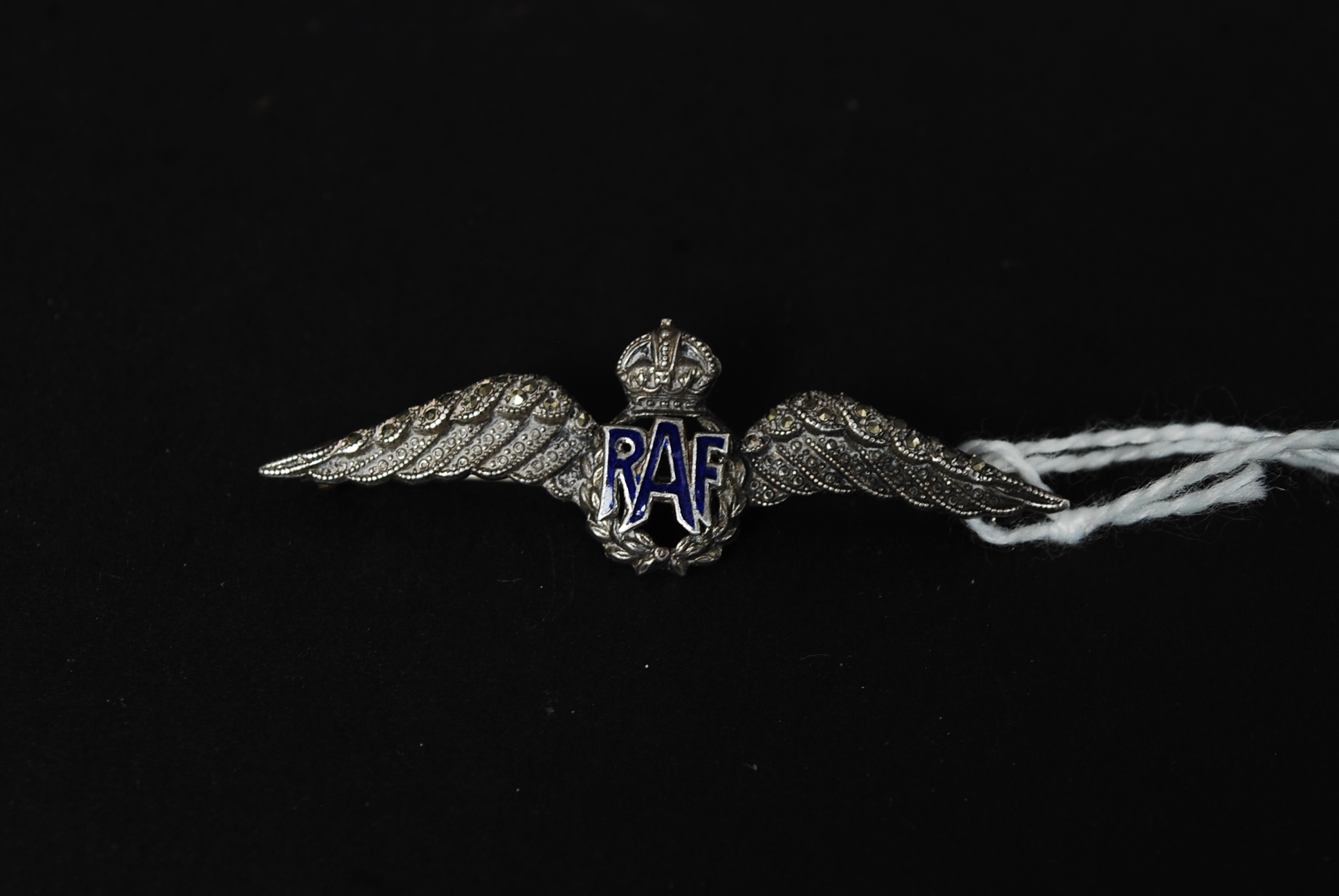 A Royal Air Force silver and enamel set sweetheart brooch being marked to the rear ' Sterling ' .