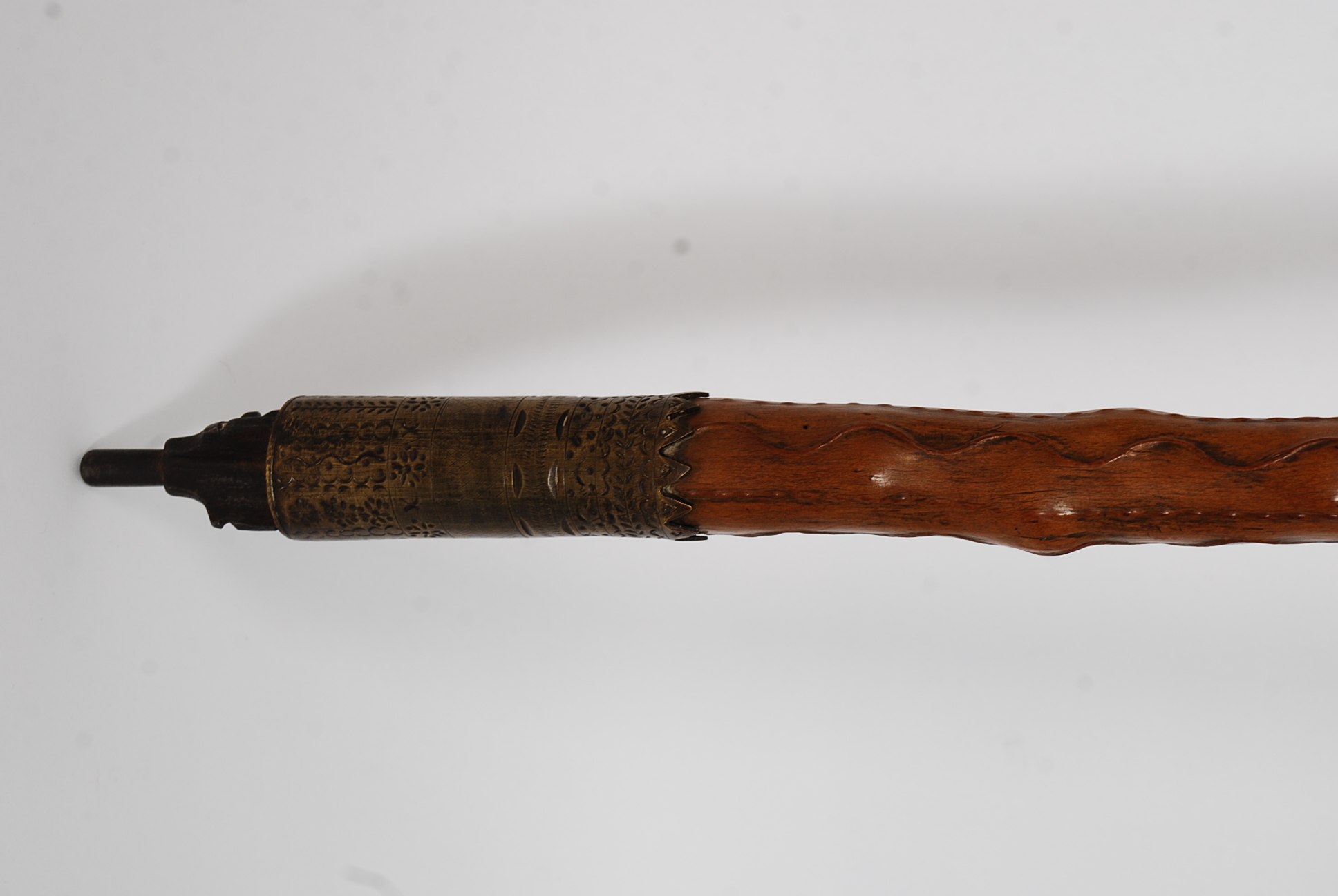 An unusual walking stick with cast metal tapered point being inscribed to the top, - Image 4 of 4