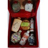 A good collection of 8x Chinese oriental snuff bottles - comprising of all different examples -