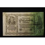 A rare  WW2 German Waffen SS - Berlin Reichsbanknote 50000 - Weimar Republic.