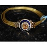 Ladies bracelet  with central oval set with enamel pearls and central citrine stone,