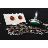 A collection of 925 silver white metal jewellery,