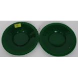 A pair of antique 19th Century export ware peking Chinese glass plates Emerald Green D21cm