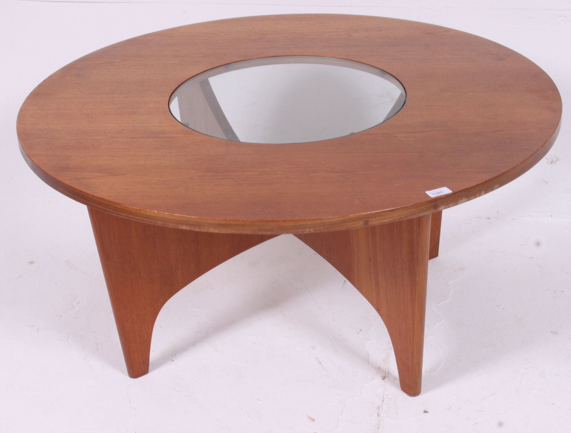 A Danish 1970's retro teak circular glass coffee table raised on sputnik style supports  having - Image 2 of 3