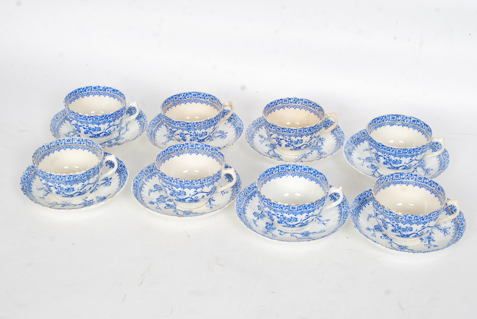 A 19th century blue and white part tea service / trios.