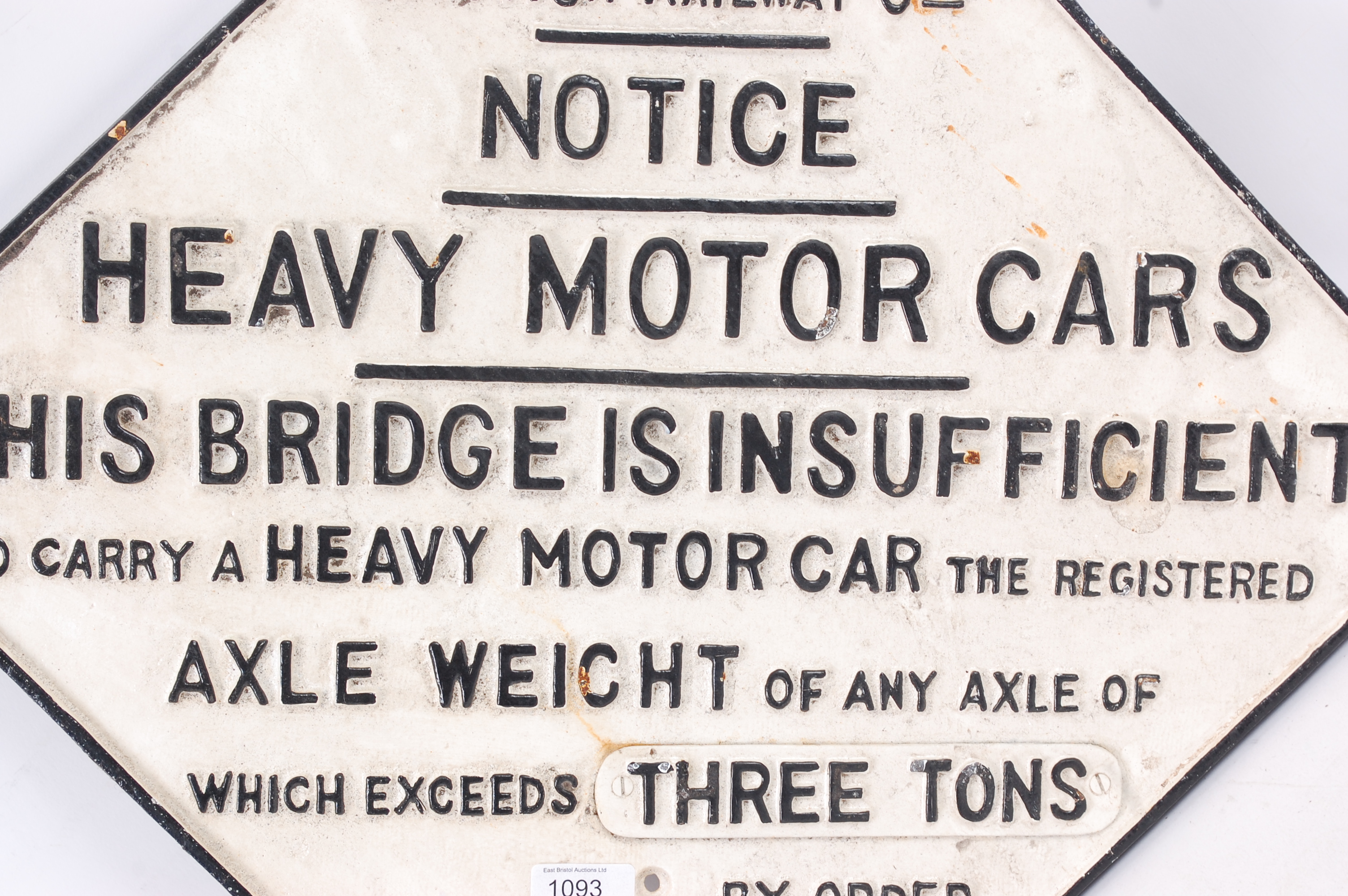 A large and impressive reproduction LMS Railways wall sign warning of a bridge ahead. - Image 2 of 2