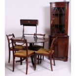 A Regency style dining room suite to consist of a tilt top mahogany dining table,