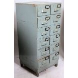 A vintage 20th century large wooden shabby chic painted Industrial office pedestal filing cabinet /