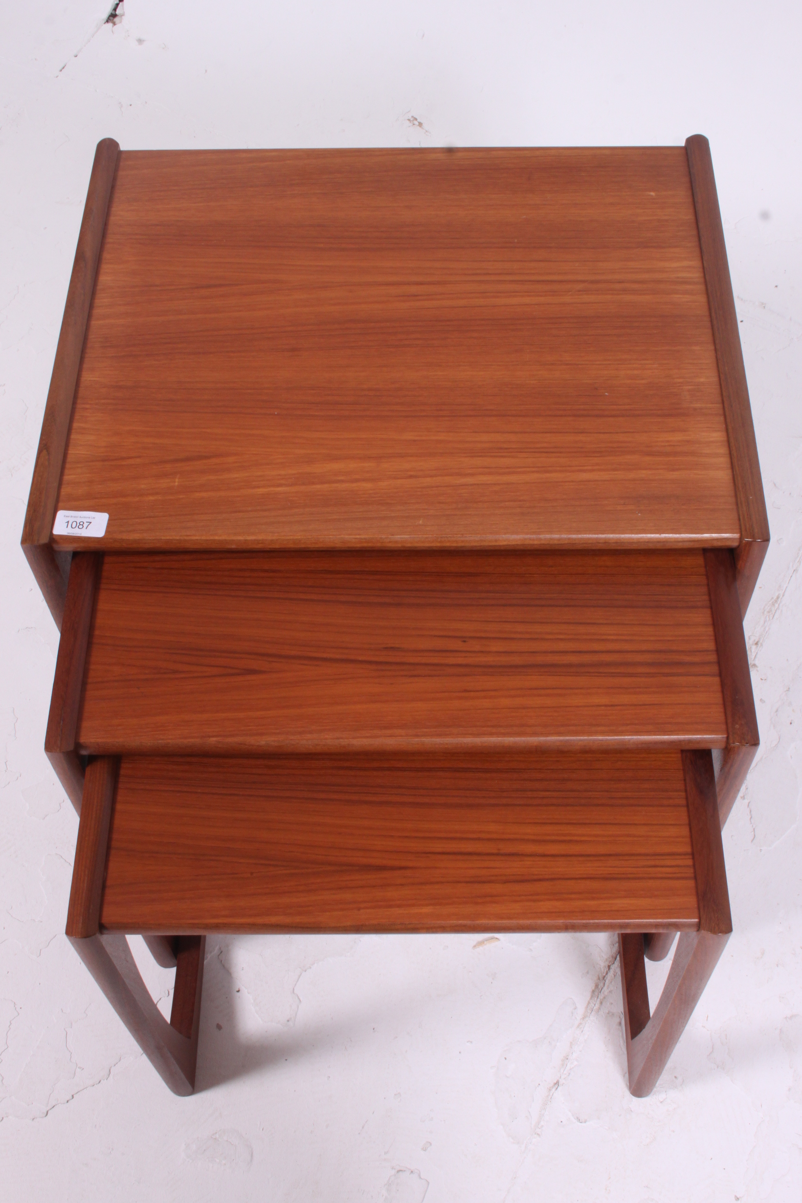 A 1970's G-Plan Kelso pattern retro teak wood nest of tables raised on shaped supports with - Image 3 of 3