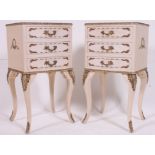 A good quality Louis 15th French shabby chic style pair of bedside chests / cabinets.