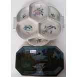 A poole pottery large sectional hor d'oeuvre serving dish together with a hand painted Royal