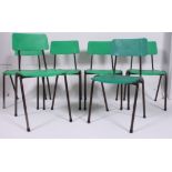 An excellent set of 1970's green vinyl and tubular metal dining chairs by Remploy.