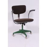 A mid 20th century Industrial office metal swivel chair.