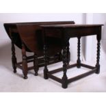 A good quality country oak drop leaf / gate leg dining table together with a 1920's barley twist