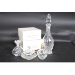 A collection of assorted glassware to include 2x boxed Royal Doulton sets, decanter,