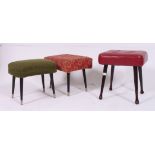 A collection of three vintage 1950's stools to include faux leather,