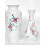 Two transfer printed floral vases by KPM both stamped to base.