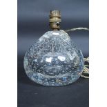 A good heavy set clear glass control bubble table lamp of bulbous form with wire and mount to top.