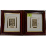 A framed and glazed pair of stamped 935 Arcada pictures.