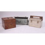 A collection of vintage wooden boxes to include mid 20th century wooden first aid box,