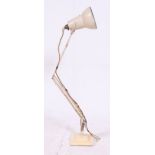 A 1940's Herbert Terry anglepoise Industrial desk lamp having square terraced base with pendant