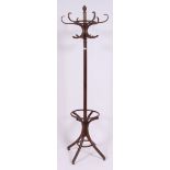 An mid 20th century retro / vintage Thonet style bent wood hat and coat stand,
