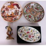 A Royal Crown Derby cabinet  plate ( Old Avebury )  together with  a Royal Crown Derby figurine of