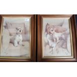 2 framed and glazed prints of dogs entitled ' The Good Boy ' & ' The Bad Boy '