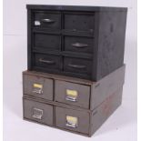 A set of 3 vintage Industrial office metal work filing cabinet index systems ( see illustration
