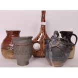 A collection of 20th century studio pottery to include large German Fat Lava vase and others .