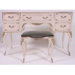 A good quality Louis 15th French shabby chic style dressing table and stool.