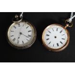 A silver hallmarked ladies pocket watch together with a believed 9ct gold pocket watch with enamel