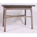 A vintage / retro large rare Lloyd Loom dining / garden table in green with gilt finish