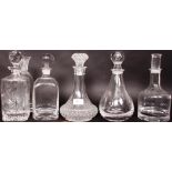 A collection of glass decanters dating from the 20th century all with stoppers ( see illustration )