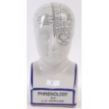 A vintage style ceramic china phrenology head H29cm