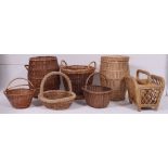 A good collection of whicker items to include laundry baskets,