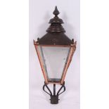 A 20th century large vintage copper street lamp lantern complete with the brass name plate  for C J