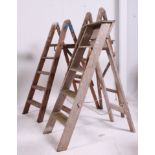 3 vintage wooden 20th century ladders of various shapes  etc ( see illustration ) H131