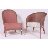 A vintage 1940's Lloyd Loom upholstered bedroom / conservatory chair together with a CC Utility