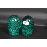 A near pair of  Victorian large green co