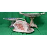 Two floral patterned cake stands along w
