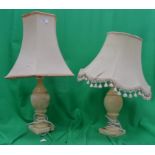 A pair of  20th Century marble lamps wit