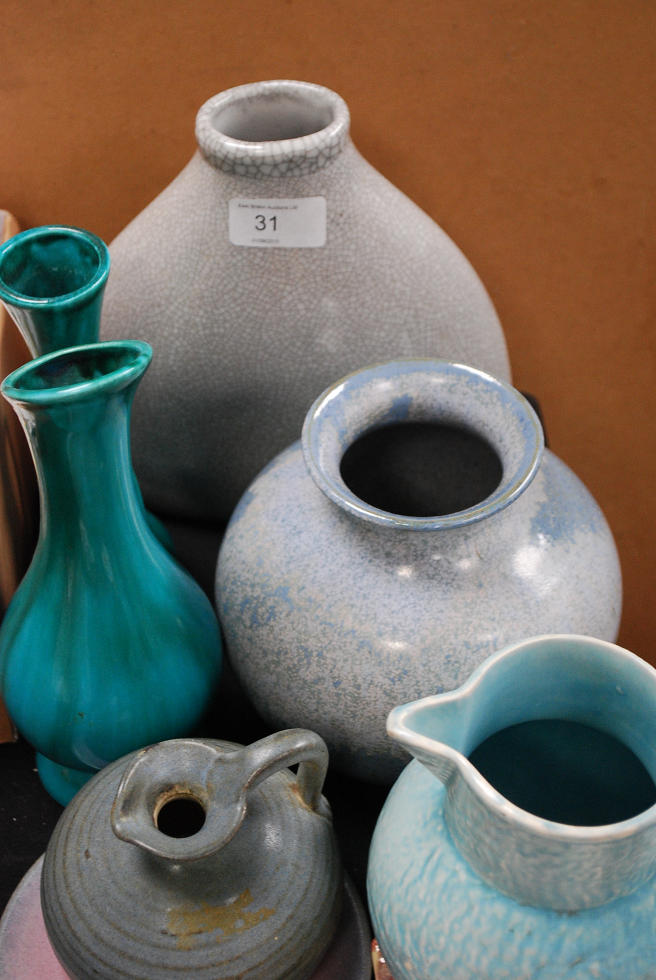 A group of studio pottery vases and jugs