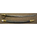 A large Indian dress sword with brass ha