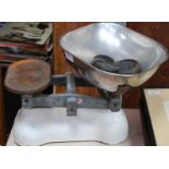 A set of vintage weighing scales with we