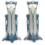 A pair of Eichwald early 20th century Art Nouveau / Secessionist pottery twin handled vases,