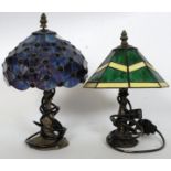 2 good quality Tiffany style leaded glass table lamps.