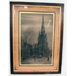 A 19th century framed and glazed Engraving of St Mary Radciffe Bristol CB / Charles Bird in circle