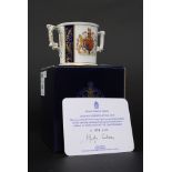 A Royal Crown Derby limited edition Golden Jubilee twin handled loving cup by Hugh Gibson being a